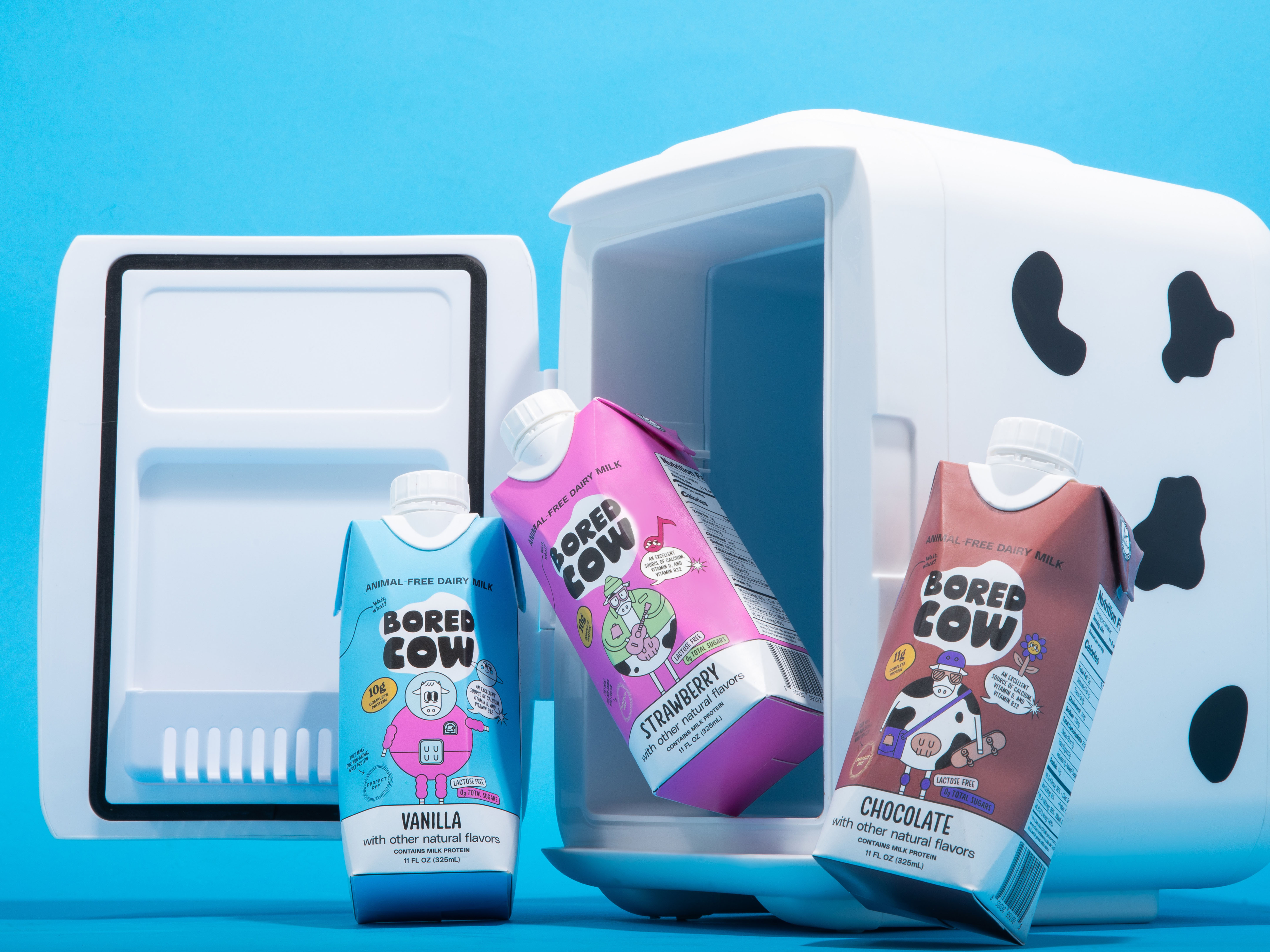 以漫畫風格呈現(xiàn)的牛奶包裝設(shè)計(圖5)