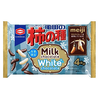 龜田的柿子籽牛奶巧克力白巧克力龜田制果點心包裝設計(圖1)